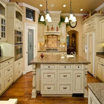 Modern Solid Wood Kitchen Cabinets Set Furniture Design European American Style White Antique Wooden Kitchen Cabinet