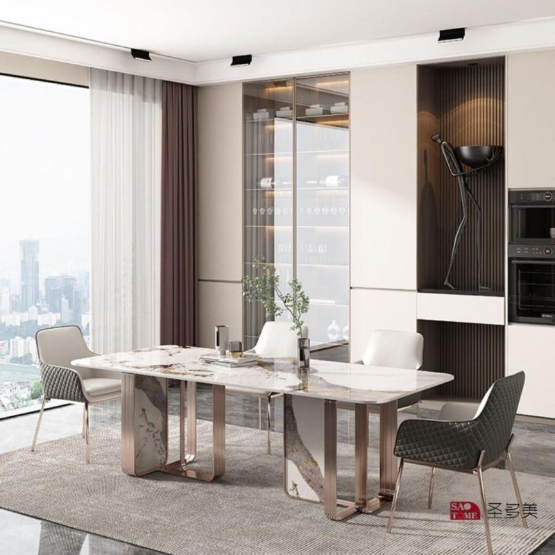 Italian Style Design Living Room Dining Room Furniture Metal Base Dining Table