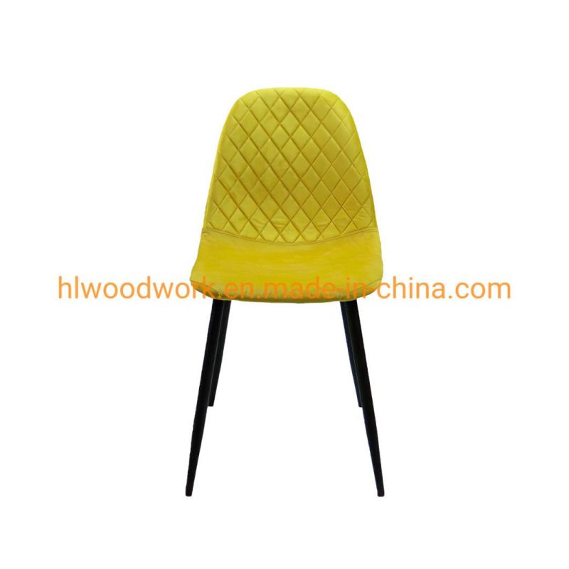 Hot Selling Italian Restaurant Vevelt Leather Luxury Modern Silla Comedor Cafe Chair Dining Room Set Dining Chair New Yellow Velvet Metal Leg Dining Chairs