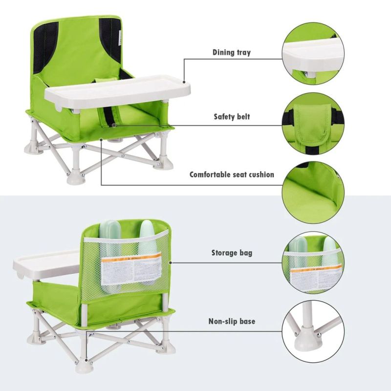 Children′s Baby Dining Chair Foldable Seat with Tray and Bag Outdoor Baby Seat Portable Seat for Home and Travel