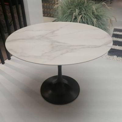 China Hot Sale Contemporary Diningroom Furniture Sintered Stone Top Trumpet Shape Steel Base Dining Table Coffee Table