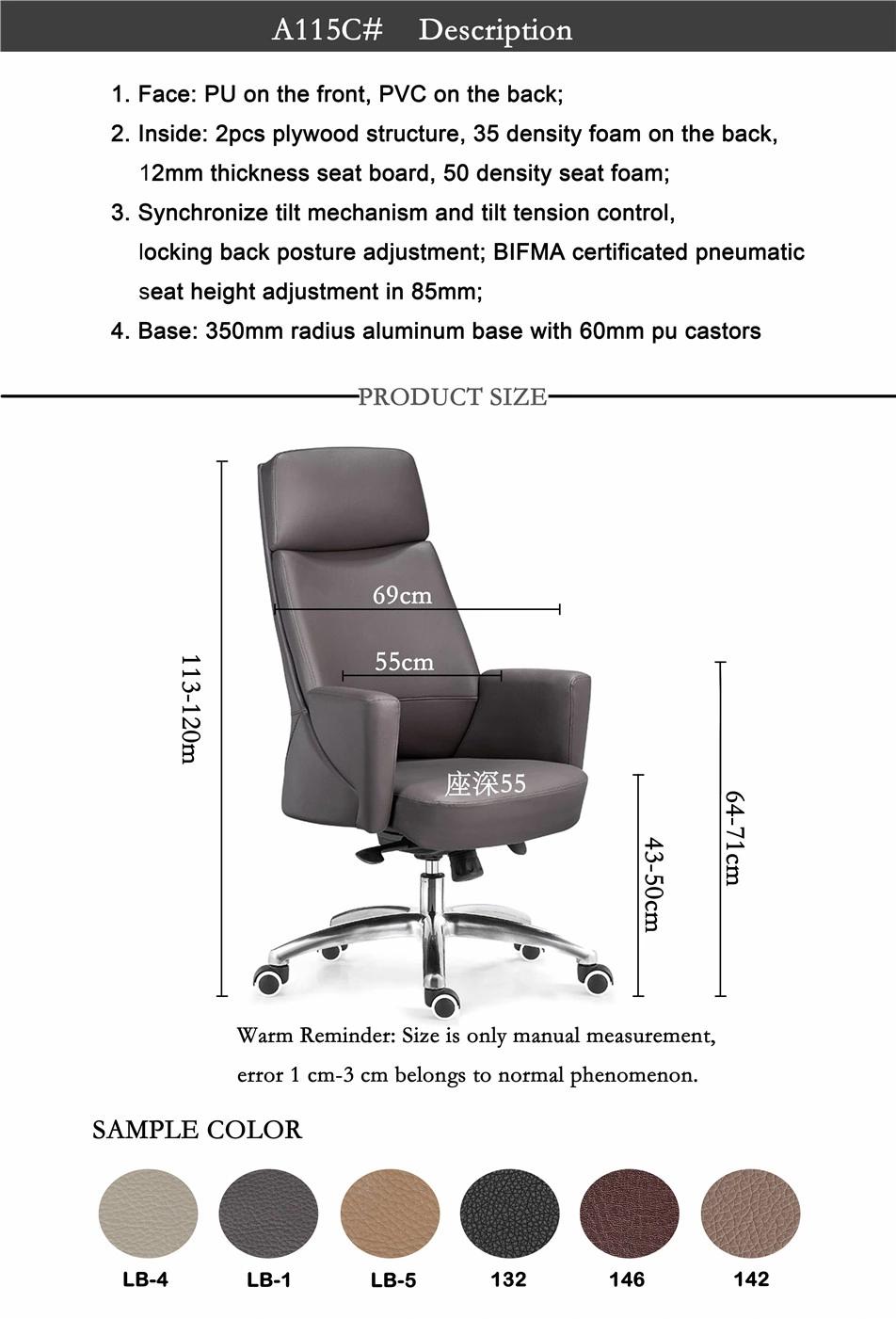 Modern Luxury High Back Leather Wheels Executive Office Computer Chair