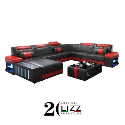 Modern Home Living Room Sectional Corner Leather Sofa Furniture Set