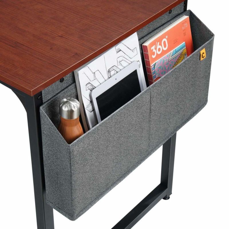 Study Computer Desk 63" Home Office Writing Small Desk, Modern Simple Style PC Table, Black Metal Frame, Rustic Brown