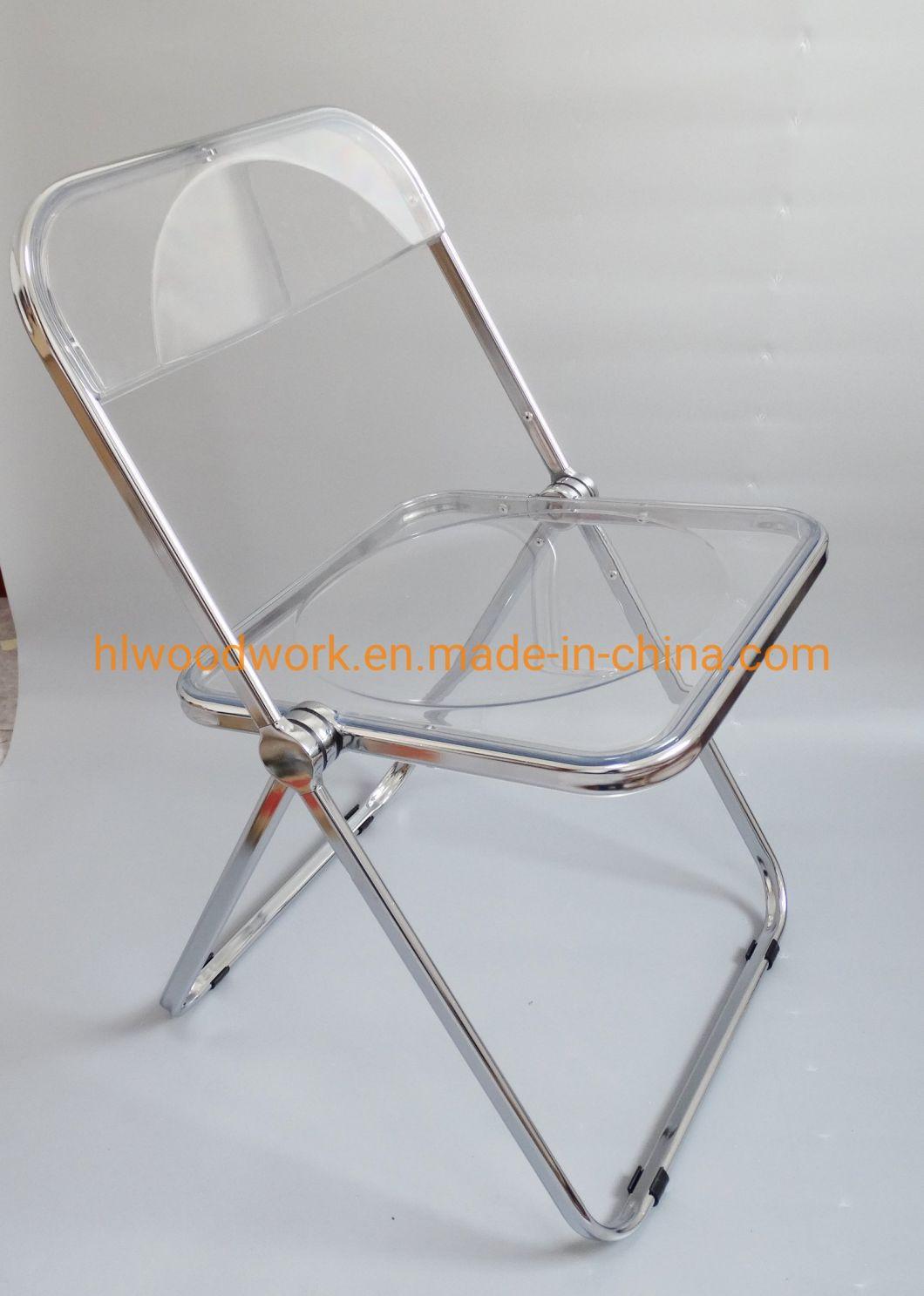 Modern Transparent Orange Folding Chair PC Plastic Living Room Seat Chrome Frame Office Bar Dining Leisure Banquet Wedding Meeting Chair Plastic Dining Chair