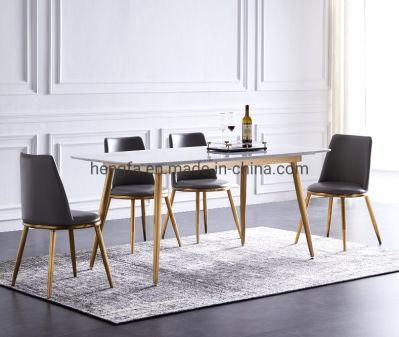 Modern Living Room Furniture Metal Base Marble Dining Table