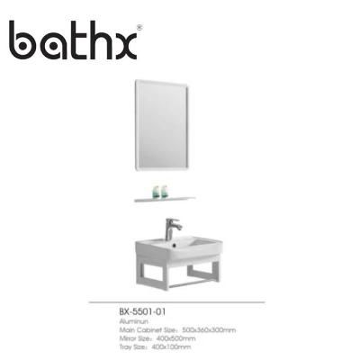 Guaranteed Quality Wall-Mounted Space Aluminum Bathroom Mirror Modern Style Vanity Cabinets with Basin