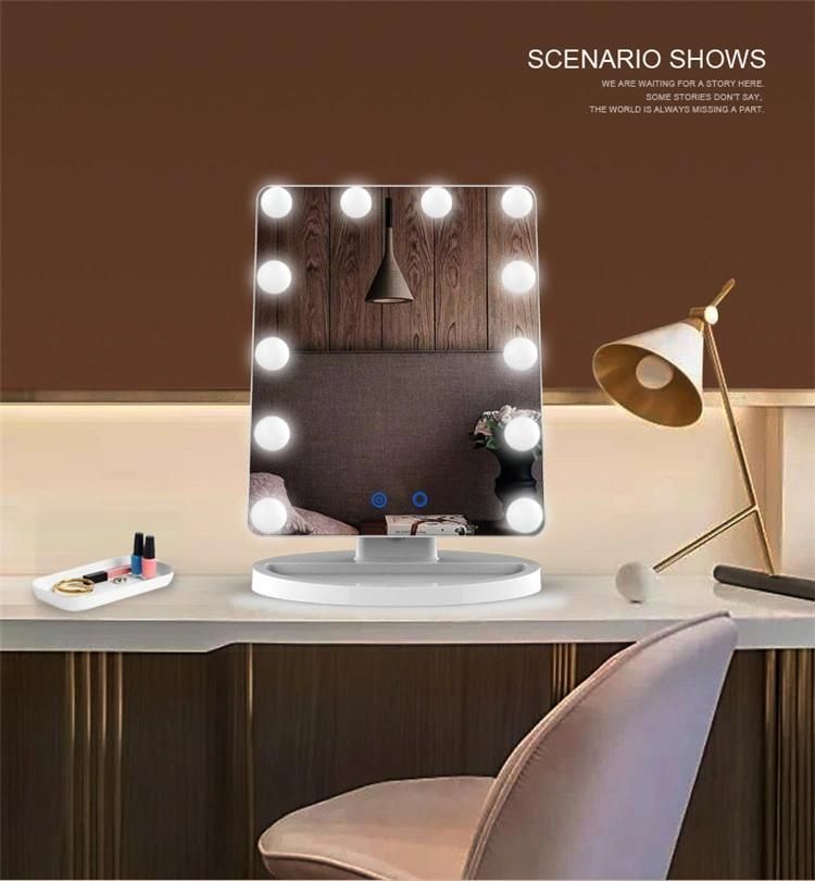Lighted Hollywood Style LED Vanity Makeup Mirror with 12 Bulbs