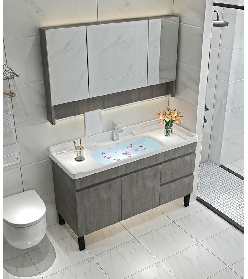 Modern Bathroom Cabinet Vanity with Half Mirror Cabinet, Floor Mounted