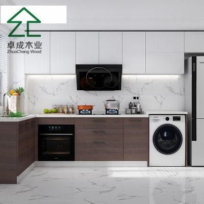 Brown MDF PVC Kitchen Cabinet with Handle