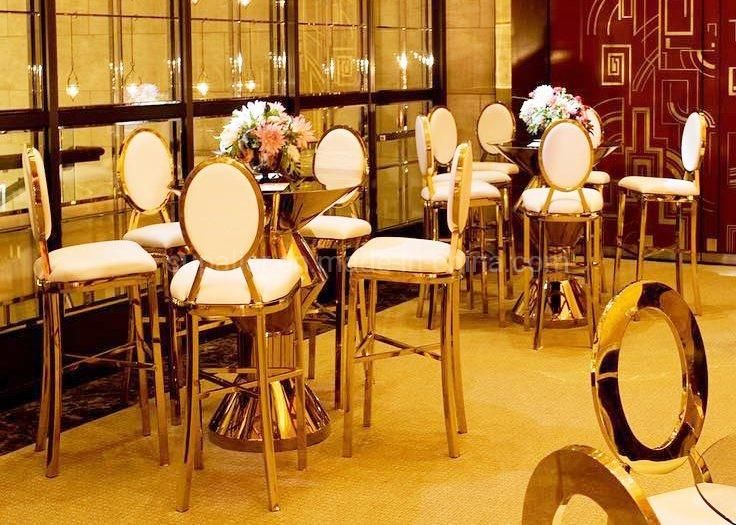 Event Designer Stainless Steel High Bar Chairs with Tables
