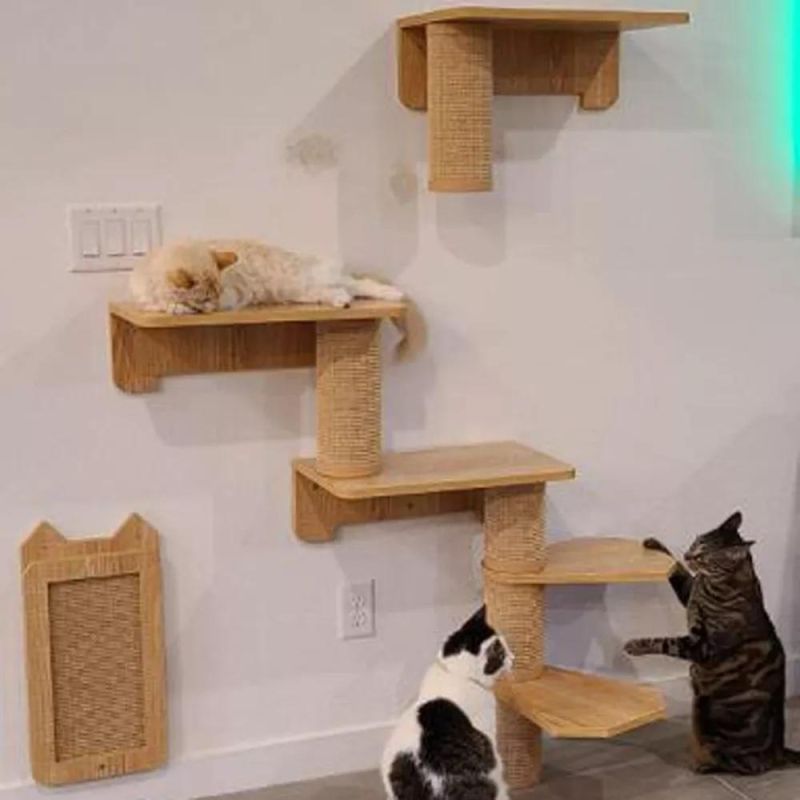 Modern Wall Cat Climb Track Frame DIY Wall Mounted Cat Shelves Luxurious Wall Cat Furniture with Scratching Posts