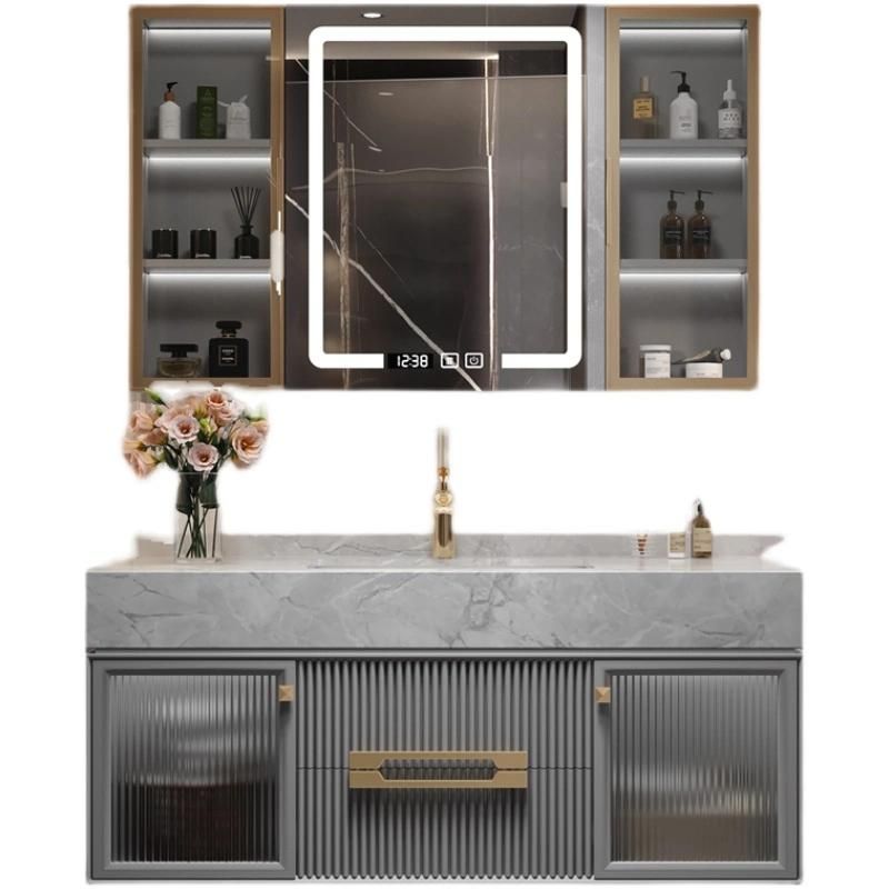 The Hotel Modern Light Luxury Multi-Mirror Ceramic Above Counter Basin White Rock Board Countertop Bathroom Cabinet