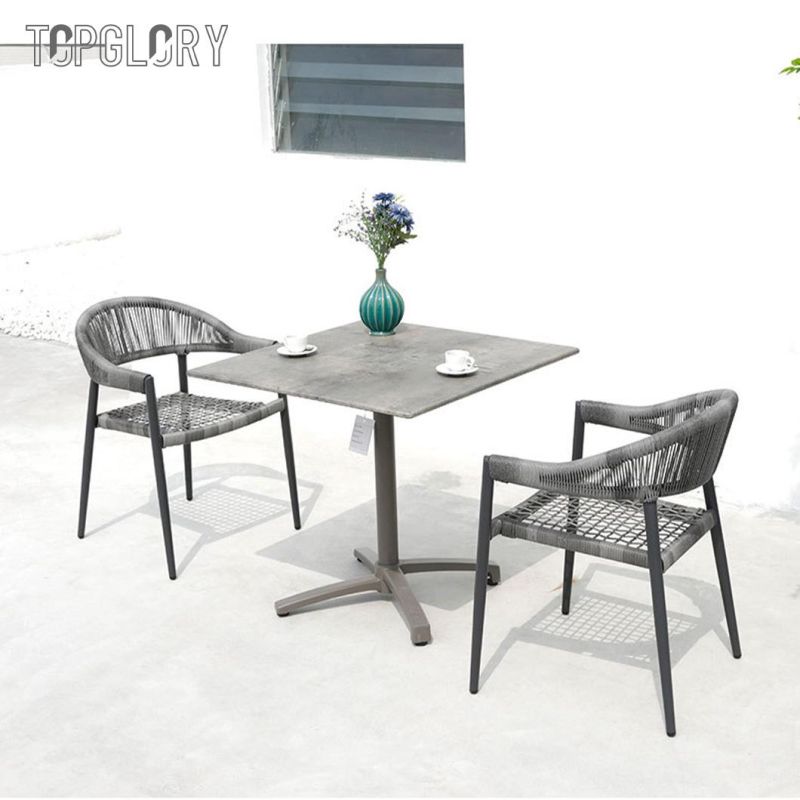 Modern Commercial Restaurant Aluminum Outdoor PE Round Rattan Weaving Dining Chair