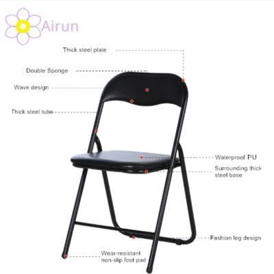 Fashion Modern Thick Steel Tube Waterproof PU Cover Wave Design Back Portable Folding Chair