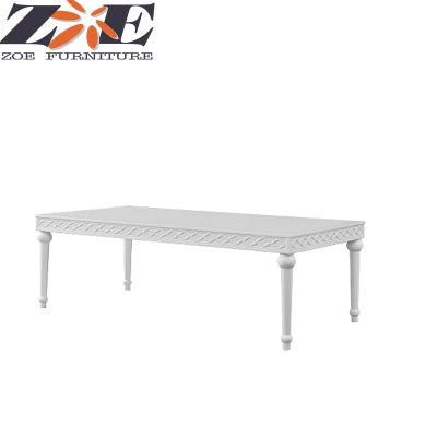 Moden MDF and Solid Wood High Gloss White Long Dining Table