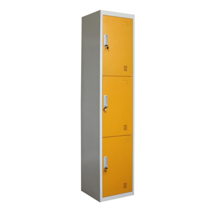 Modern Stainless Metal 3 Door Clothing Storage Locker