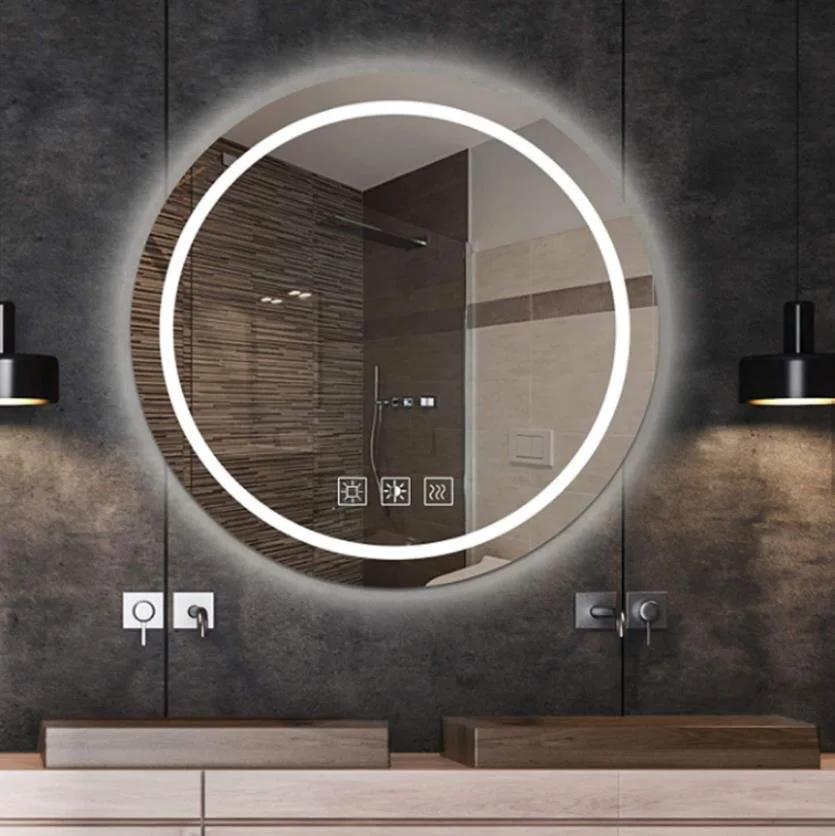 Sairi Custom Modern Bathroom Wall Mounted Illuminated Smart LED Mirror with Time Display
