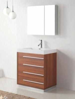 Melamine MDF Floor Type Bathroom Cabinet with Mirror Cabinet