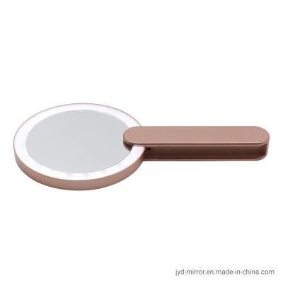Handheld LED Makeup Mirror with Sliding Handle