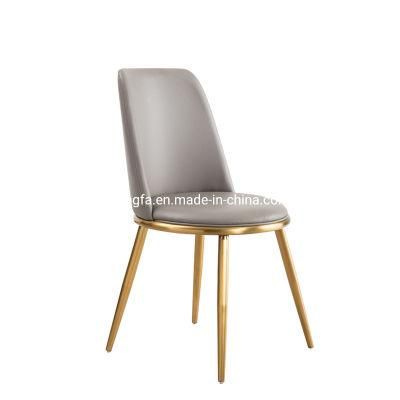 Modern Living Room Furniture Leather Upholstered Metal Dining Chairs