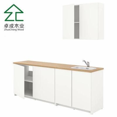 White Color Plywood Kitchen Cabinet with Handle