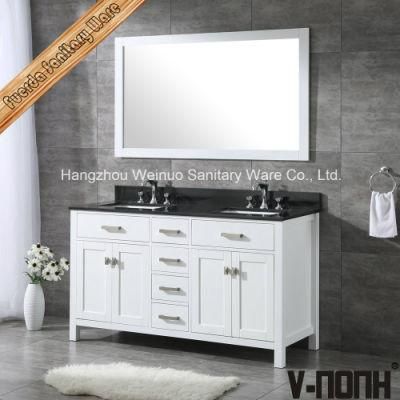 Contemporary Solid Wood Double Sinks Bathroom Vanity Furniture