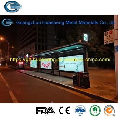 Huasheng Transit Bus Shelters China Outdoor Shelter Manufacturer Featured Simple Style Metal Smart Bus Stop Station and Modern Bus Shelter