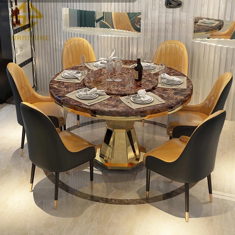 Luxury Stainless Steel Table Set for Dining Room Hotel Home Furniture