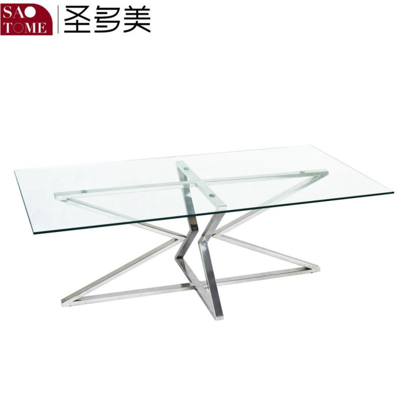 Living Room Furniture Simple Transparent Glass Coffee Table