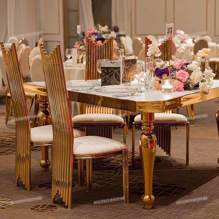 New Wedding Design High Back Dining Chair with Golden Legs