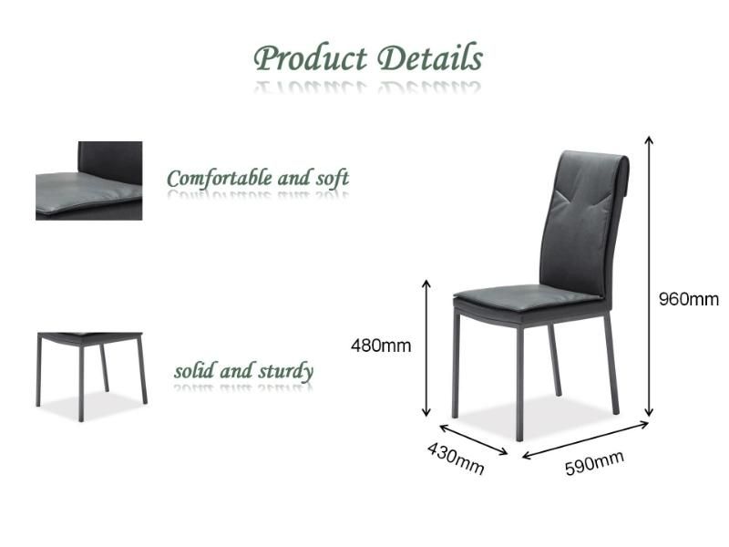 Modern Home Outdoor Dining Room Furniture Chromeplate Leg Chair PU Leather Steel Dining Chair
