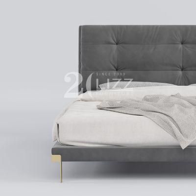 Comfortable Modern Simple High Quality Home Hotel Furniture Leisure Bedroom Gold Metal Leg Bed