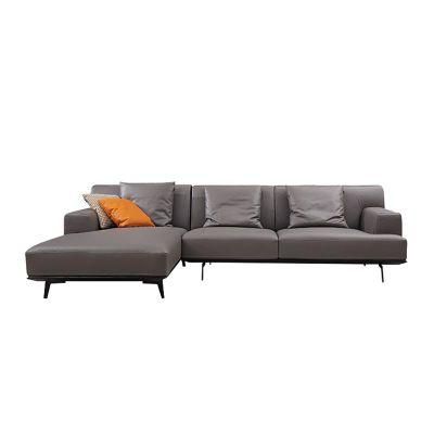 Italian Minimalist Leather Sofa Living Room Straight Row Four-Seat First Layer Cowhide Corner Modern Solid Wood Sofa