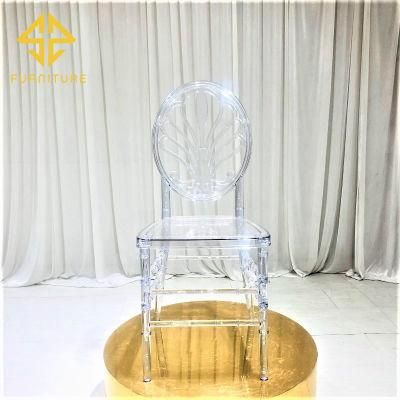 Modern Flowery Back Decoration Plastic Chairs for Event Wedding Use