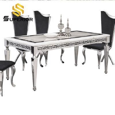 Modern Simple Design Artificial Marble Dining Table Of Metal Leg