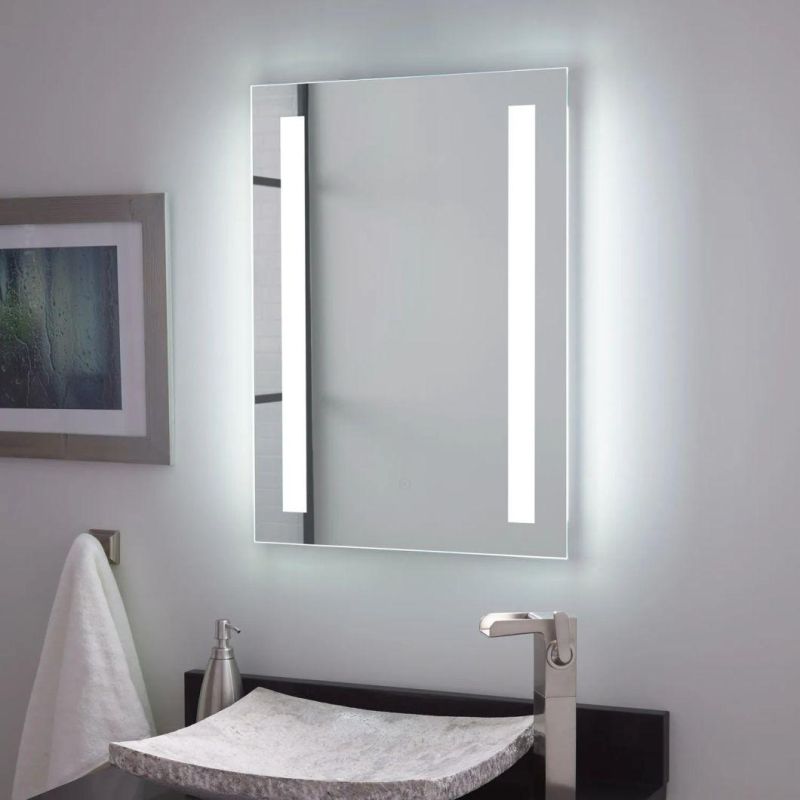 Rectangle Bathroom LED Mirror Wall Mounted Illuminated with Defogger Decorative