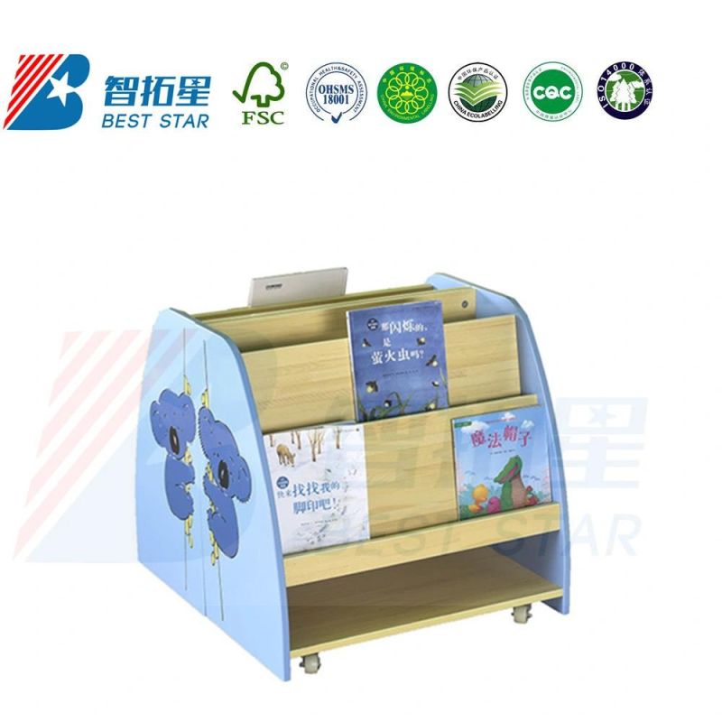 Kindergarten and Preschool Furniture, Cartoon Kids Bookcase Bookshelf, School Library Book Rack, Playroom Furniture, Wooden Display Children Storage Book Shelf