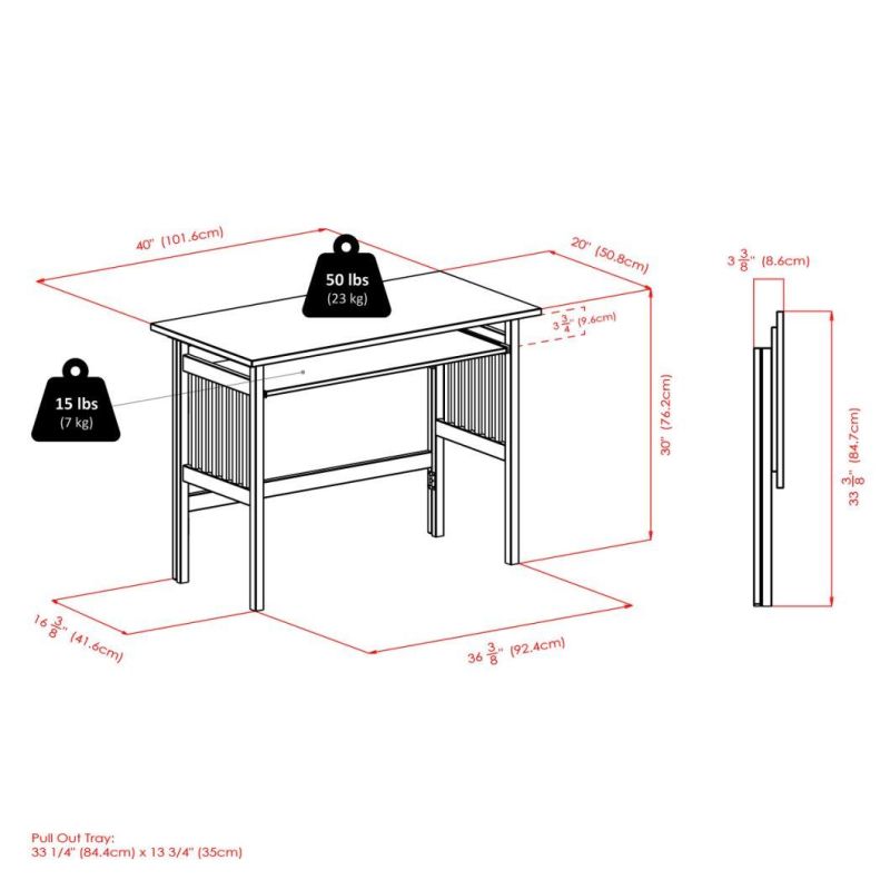 Solid Wood Computer Desk, Home Office, Natural