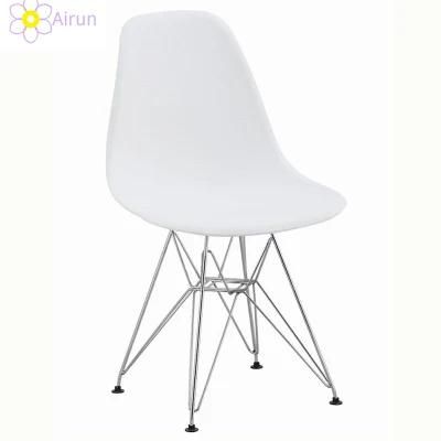 Hot Selling Home Furniture Restaurant Office Chromed Metal Leg Plastic Chair for Sale