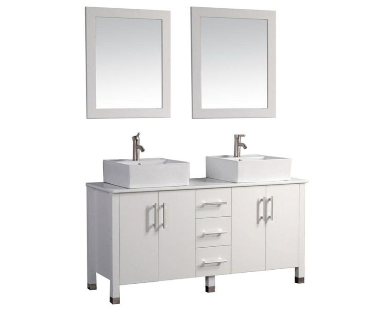 Double Vessel Sink Modern Bathroom Vanity Cabinet