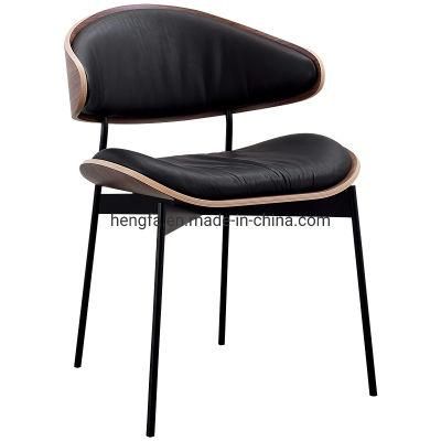 Modern Furniture Factory Manufacture Cafe Iron Base Wood Dining Chairs