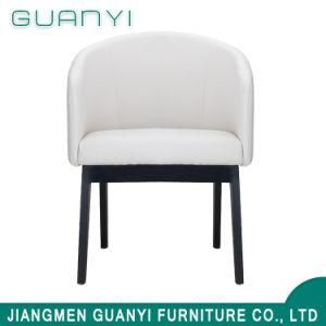 White Genuine Leather Wooden Leg Dining Chair Modern House Furniture