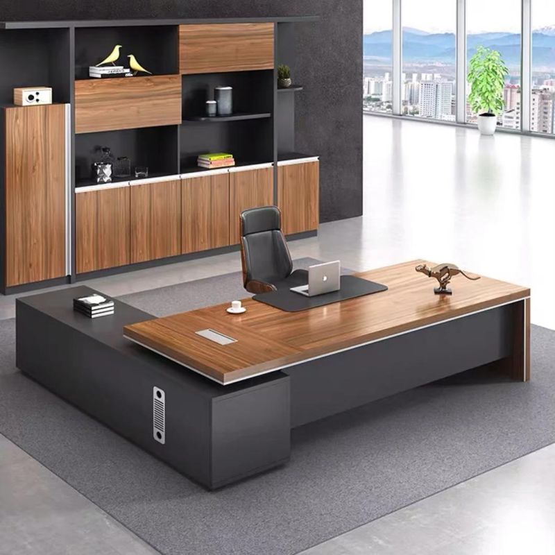 Newest Design Modular L Shaped Black Office Desk Boss Manager Executive Office Desk for Office