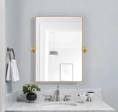 Large Gold Metal Framed Mirror Rectangluar Bathroom Mirror for Wall