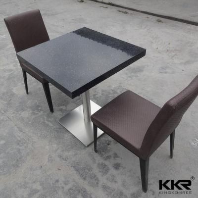 Black Square Acrylic Solid Surface Dining Table with Chairs