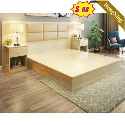 Queen Size Single Simple Wooden Headboard Bed for Hotel Room