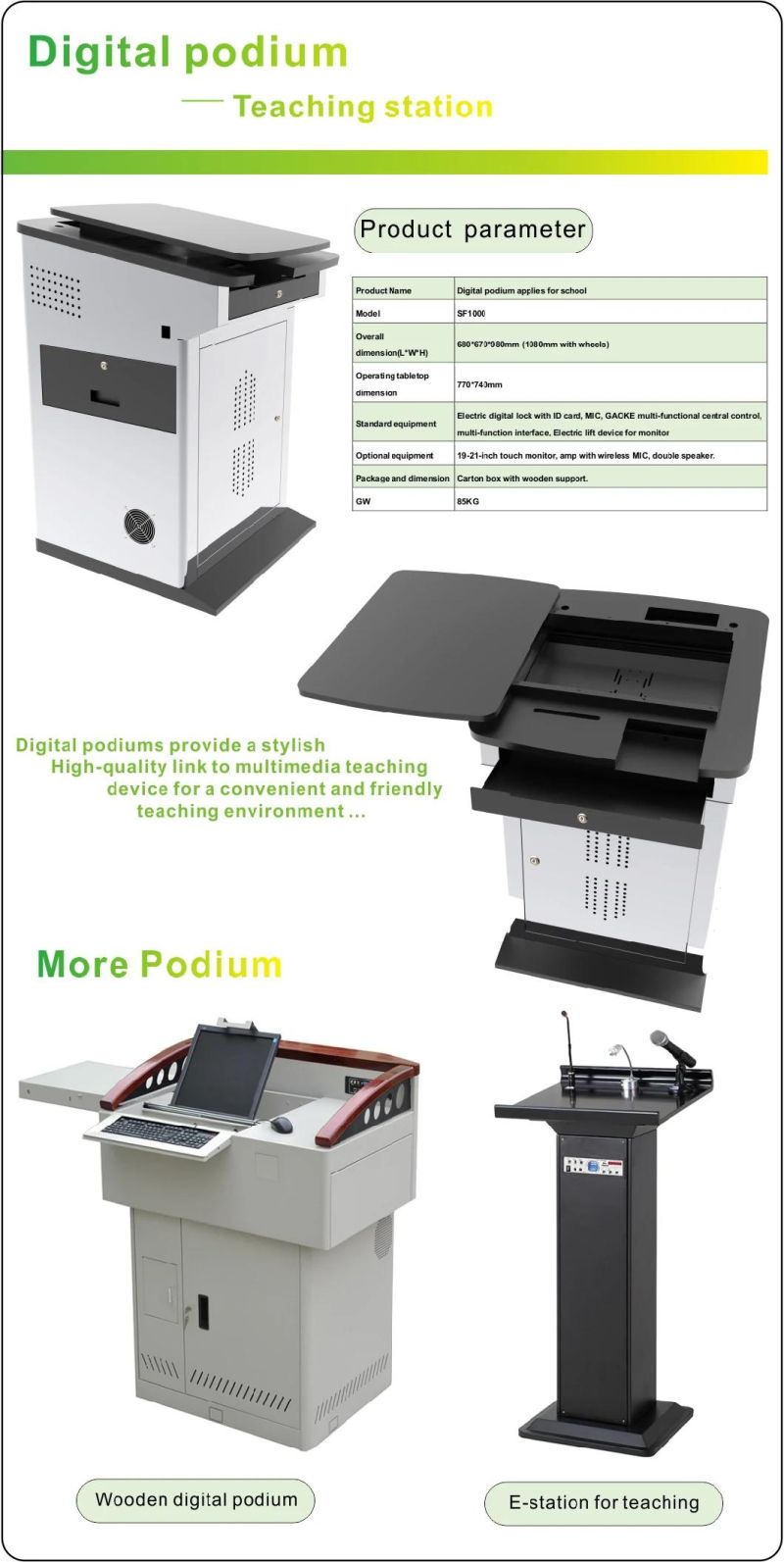 Classroom Teaching Furniture of Metal Lectern Podium