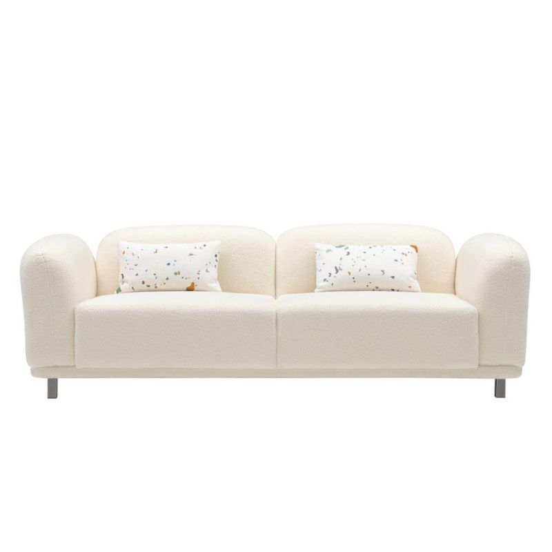 Wholesale Home Furniture Modern Design White Wool Fabric 3 Seater Sofa