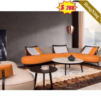 Modern Home Living Room Office Brown PU Leather L Shape Leisure Sofa Simple Design Hotel Lobby Sofas